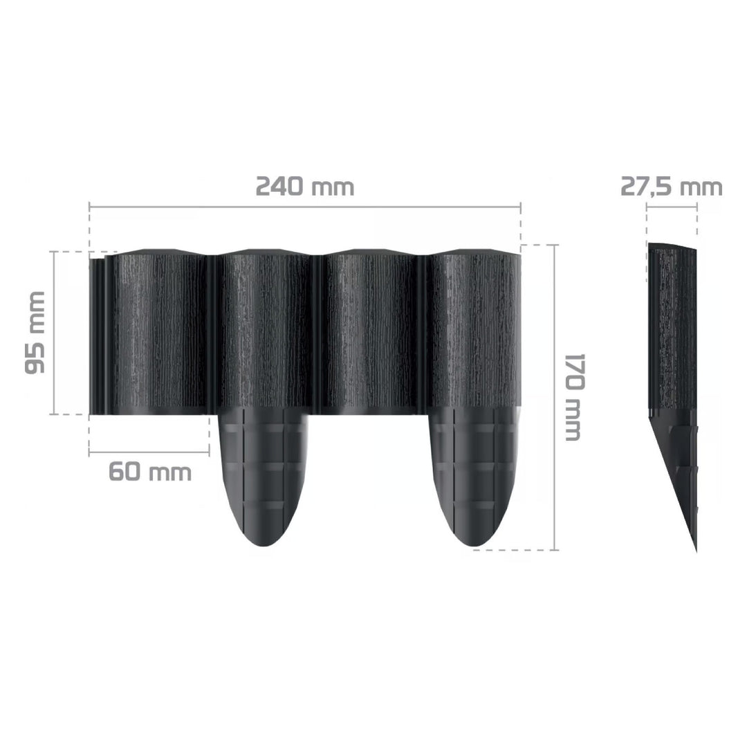 Záhradná palisáda Cellfast, drevená textúra, mrazuvzdorná, dĺžka 21,6 m, farba antracitová, 34-032