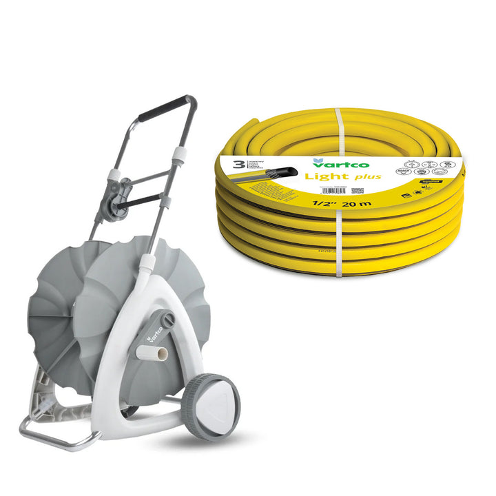Vozík na záhradnú hadicu + záhradná hadica Vartco Light Plus 1/2" 20 m Agaplast