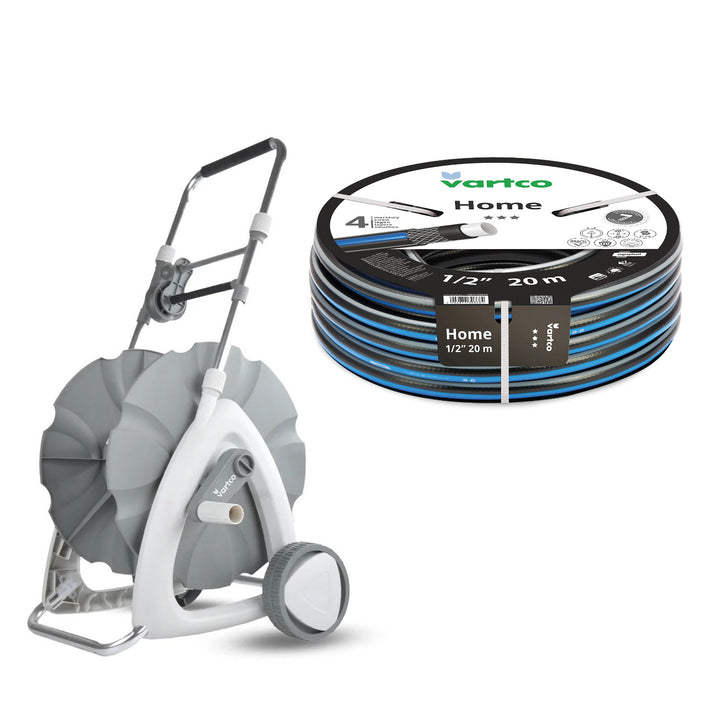Vozík na záhradnú hadicu + záhradná hadica Vartco Home 1/2" 20 m Agaplast