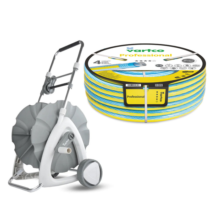 Vozík na záhradnú hadicu 1/2" 45 m + záhradná hadica Vartco Professional 1/2" 30 m Agaplast