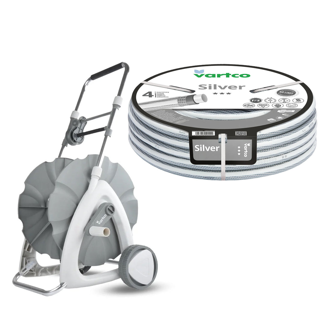Vozík na záhradnú hadicu + záhradná hadica Vartco Silver 1/2" 30 m Agaplast