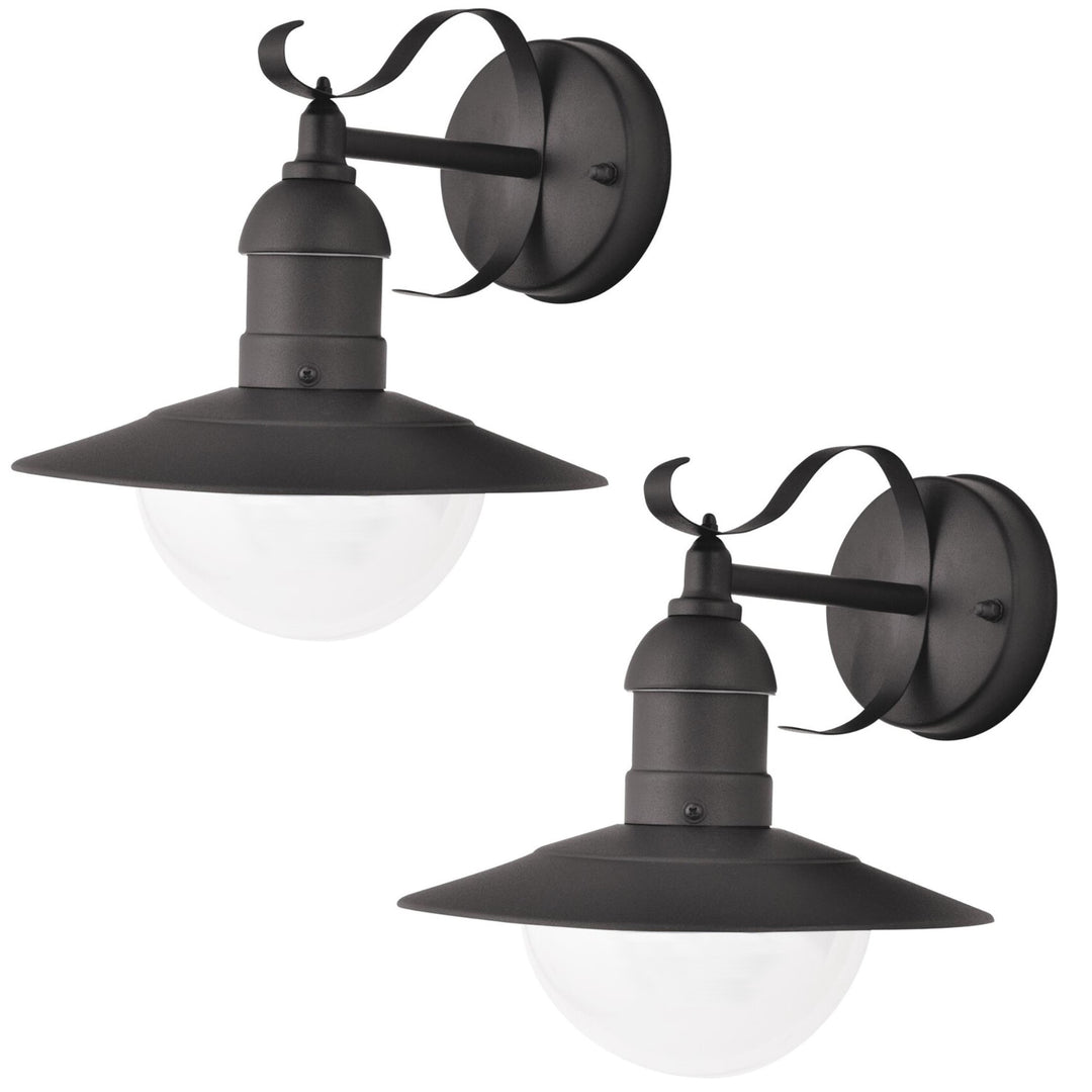 Záhradná nástenná lampa Oslo Rabalux na fasádu, čierna, E27, max. 60 W, IP43, 230 V, 2 ks