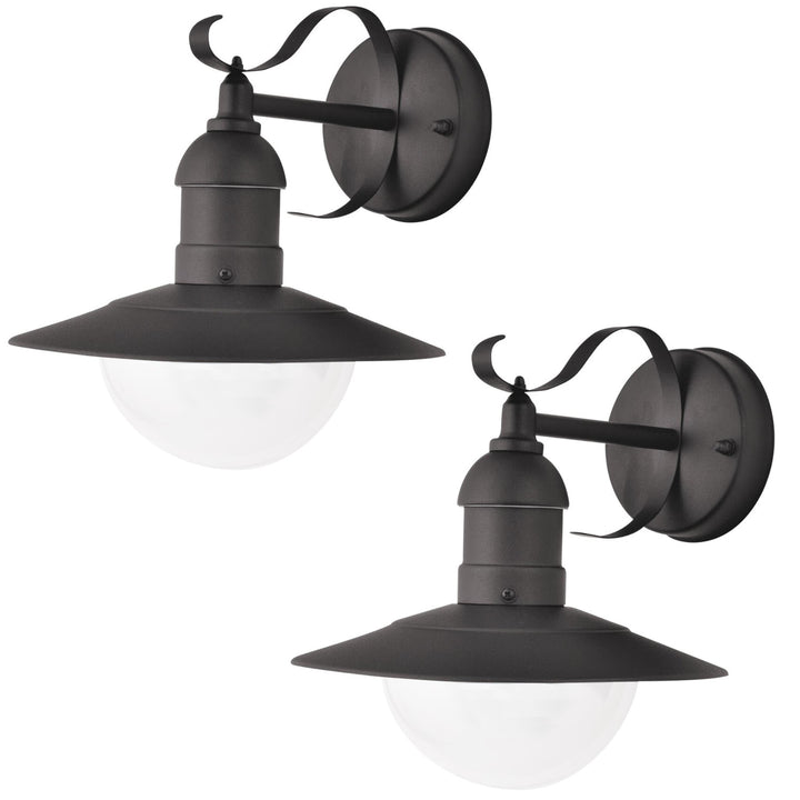Záhradná nástenná lampa Oslo Rabalux na fasádu, čierna, E27, max. 60 W, IP43, 230 V, 2 ks