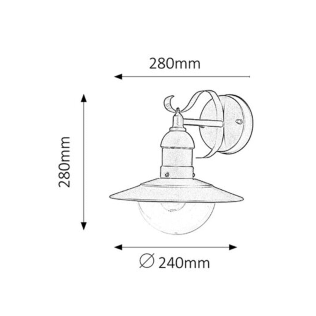 Vonkajšia lampa Oslo Rabalux na fasádu, zlatá, E27, max. 60 W, IP43, 230 V, 2 kusy