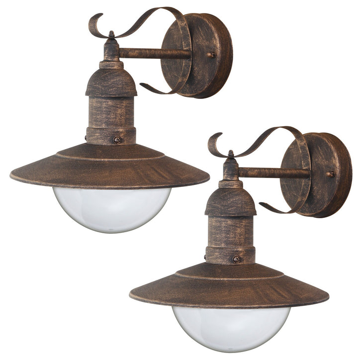 Vonkajšia lampa Oslo Rabalux na fasádu, zlatá, E27, max. 60 W, IP43, 230 V, 2 kusy