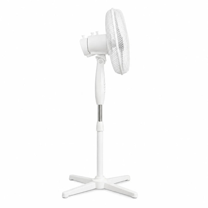 Stojací ventilátor Extralink, biela farba, 3 lopatky, 3 rýchlostné stupne, výkon 45 W, nastaviteľný uhol sklonu, ESF-40D-WH