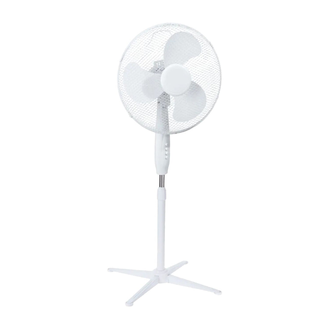 Stojací ventilátor Extralink, biela farba, 3 lopatky, 3 rýchlostné stupne, výkon 45 W, nastaviteľný uhol sklonu, ESF-40D-WH