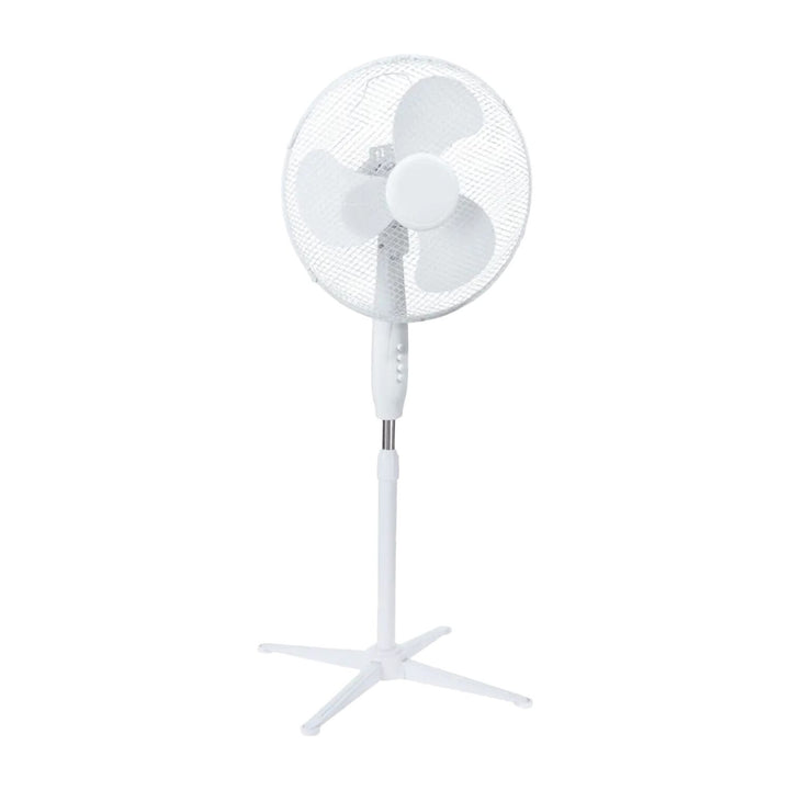 Stojací ventilátor Extralink, biela farba, 3 lopatky, 3 rýchlostné stupne, výkon 45 W, nastaviteľný uhol sklonu, ESF-40D-WH