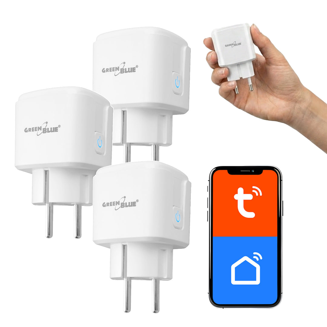 Diaľkovo ovládaná WiFi zásuvka GreenBlue, Android/iOS/Alexa/Google Home, časovač, wattmeter, max. 16 A/3840 W, GB735 W, 3 ks