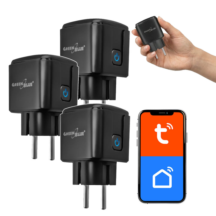 Diaľkovo ovládaná WiFi zásuvka GreenBlue, Android/iOS/Alexa/Google Home, časovač, wattmeter, max. 16 A/3840 W, GB735 B, 3 kusy