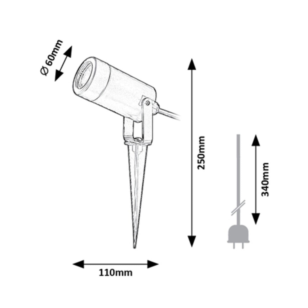 Pozemná lampa Rabalux Krobia, IP65, čierna, závit GU10, max. 4 W, 7814
