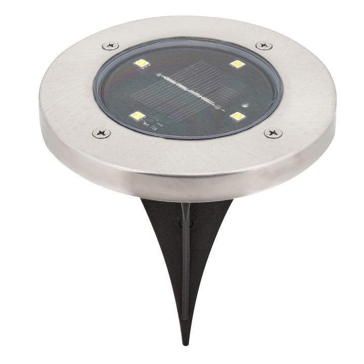 Solárna záhradná lampa Rabalux Dannet, IP44, farba saténový chróm, 7975