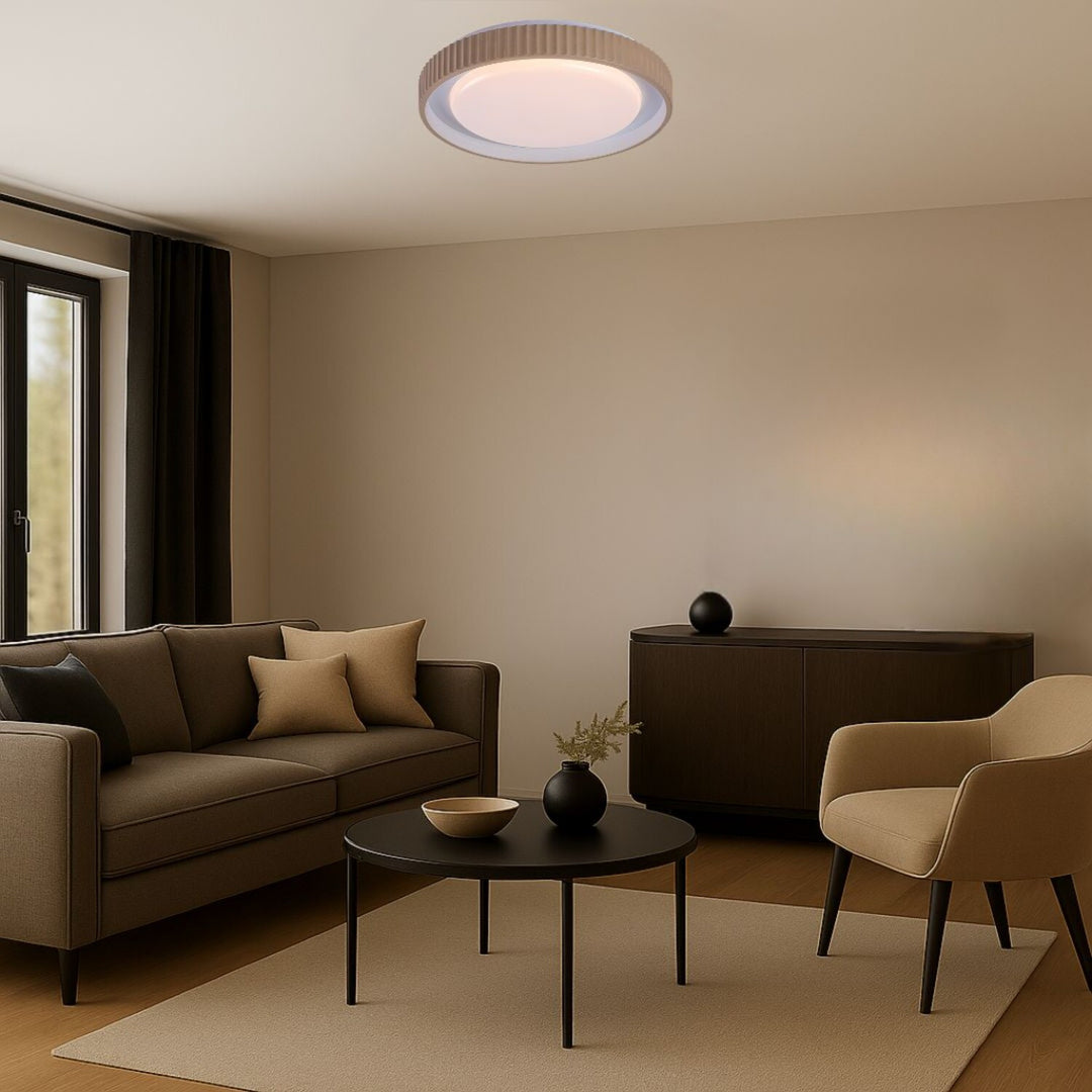 Lampa Pastello LED 48 W IP20 šedo-béžová 3000–6500 K, funkcia pamäte s diaľkovým ovládačom, funkcia časovača, efekt nočnej lampy, 71345