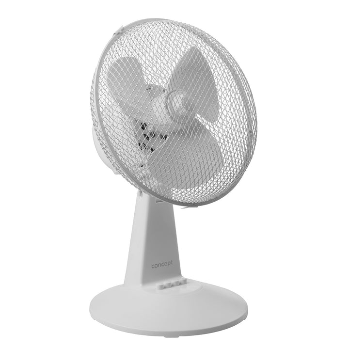 Stolný ventilátor Concept, biela farba, 3 rýchlostné stupne, oscilácia, tichá prevádzka, nastaviteľný sklon, VS5040
