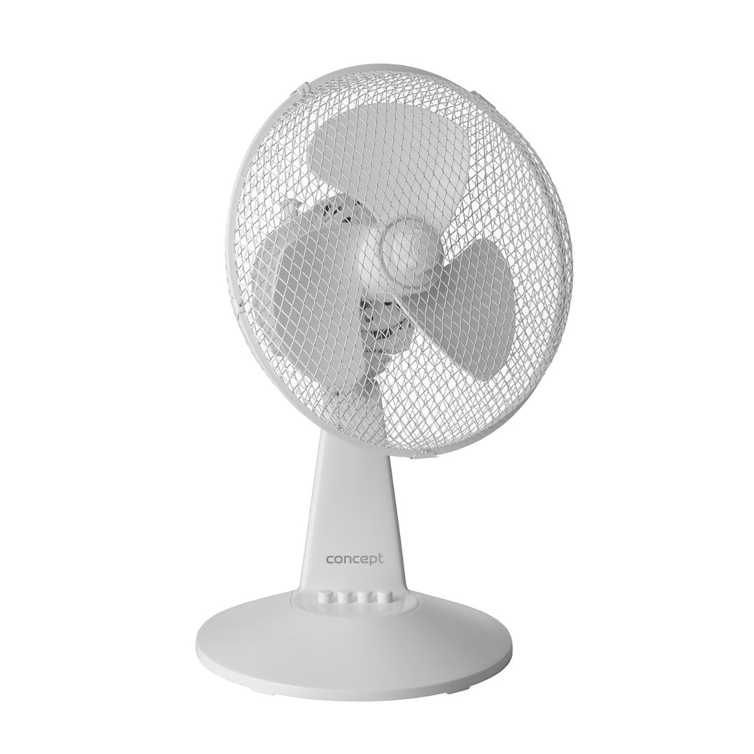 Stolný ventilátor Concept, biela farba, 3 rýchlostné stupne, oscilácia, tichá prevádzka, nastaviteľný sklon, VS5040