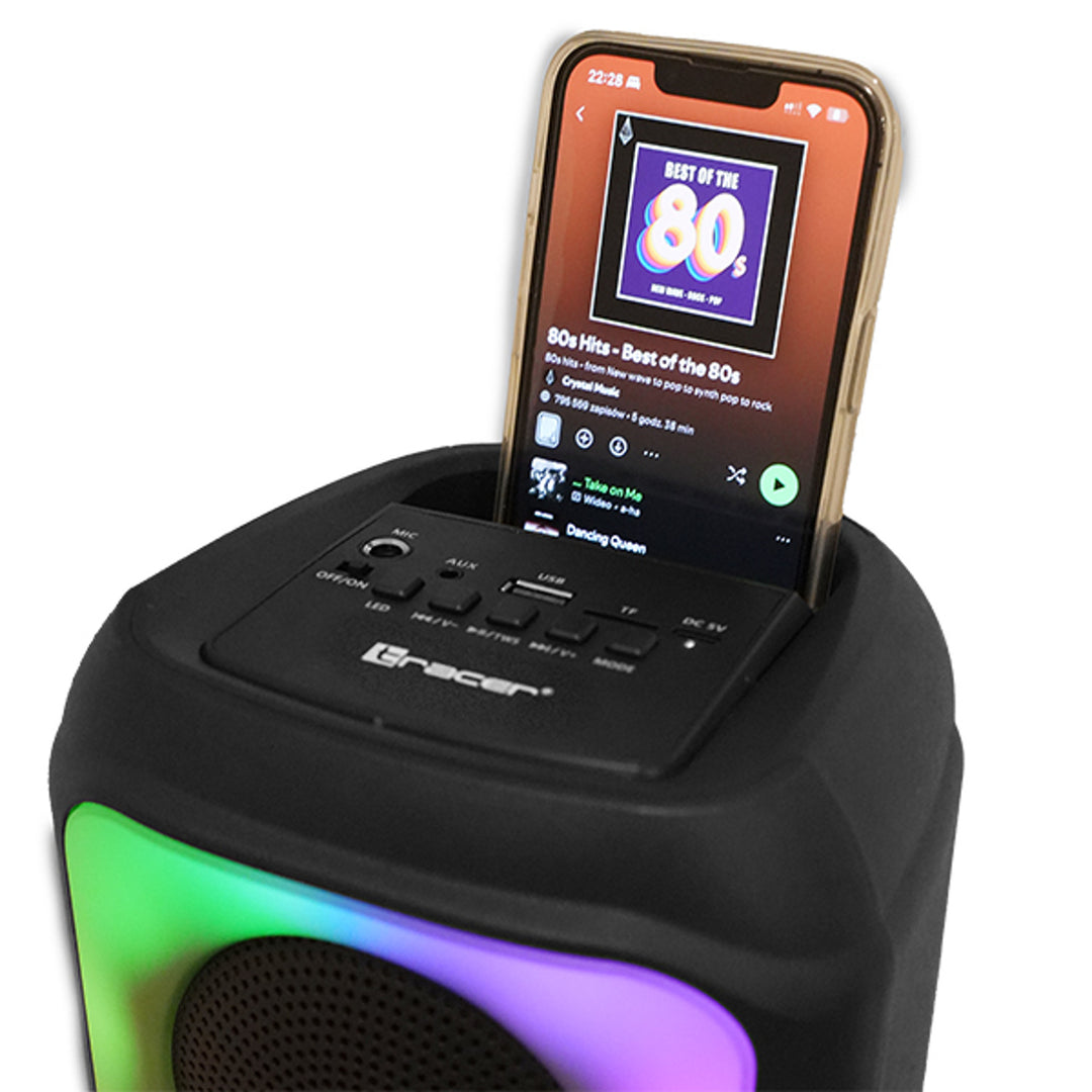Bezdrôtový reproduktor Tracer, Bluetooth 5.0, RMS výkon 20 W, režim karaoke, mikrofón, Powervox P2 TWS