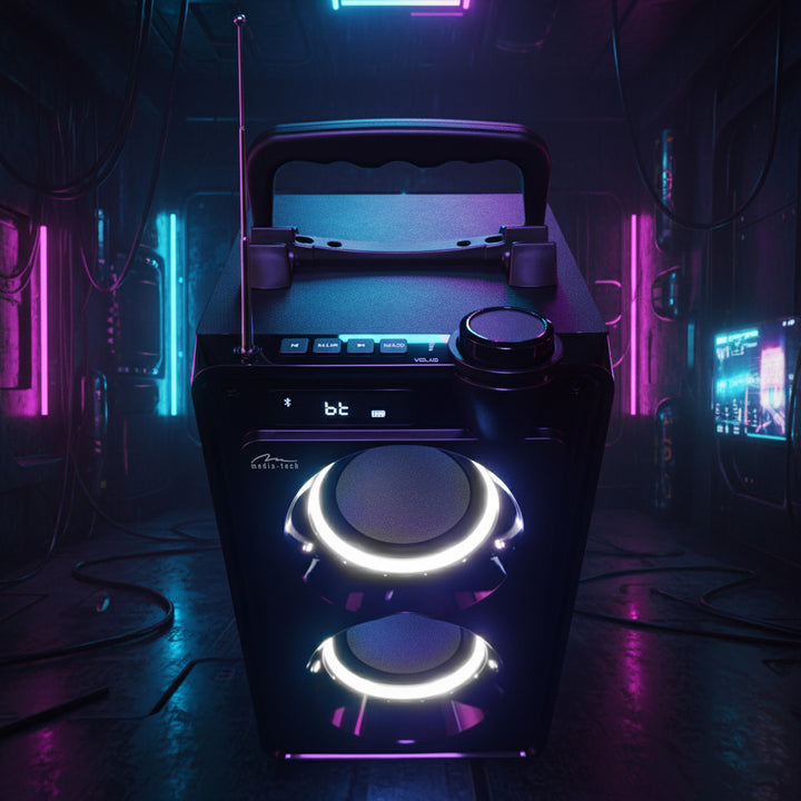Prenosný Bluetooth reproduktor OVERBOX MT3186, FM rádio, podpora SD kariet, USB, RMS výkon 30 W, Mediatech