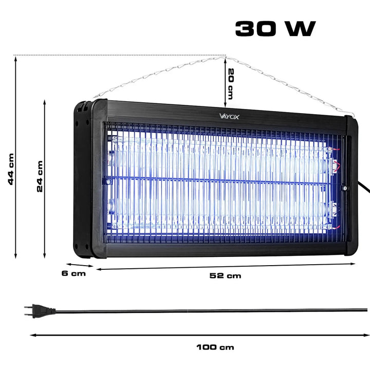 Lampa na hubenie hmyzu – komáre, muchy, mole, elektrická pasca, UV, 30 W, Vayox