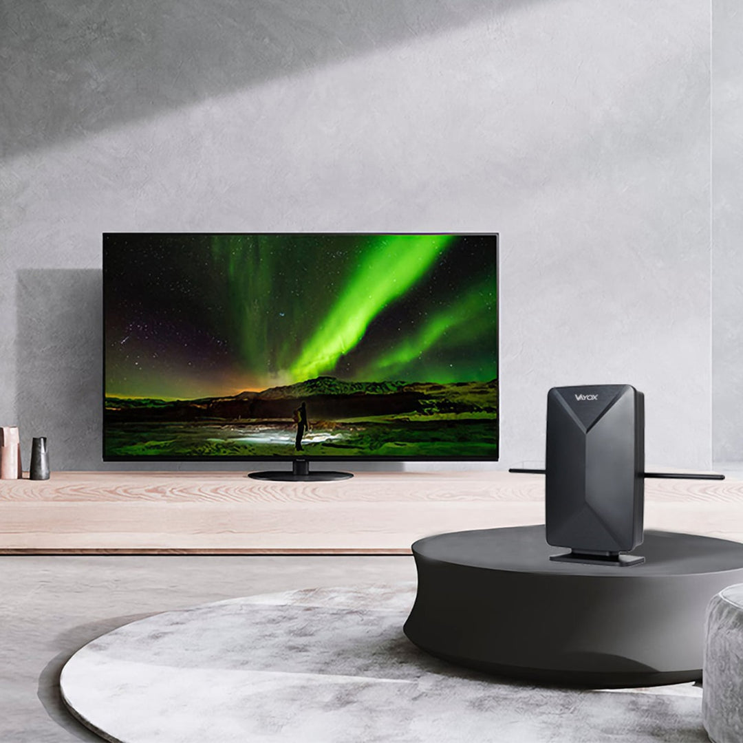 Aktívna anténa, izbová, vnútorná, vonkajšia, DVB-T2, pozemná televízia 4K, Vayox