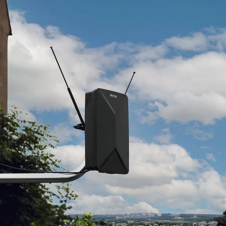 Aktívna anténa, izbová, vnútorná, vonkajšia, DVB-T2, pozemná televízia 4K, Vayox