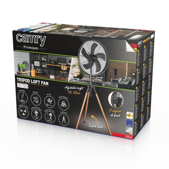 Ventilátor na stojane Loft 40 cm / 16”, výška 119–132 cm, CR 7329, Camry