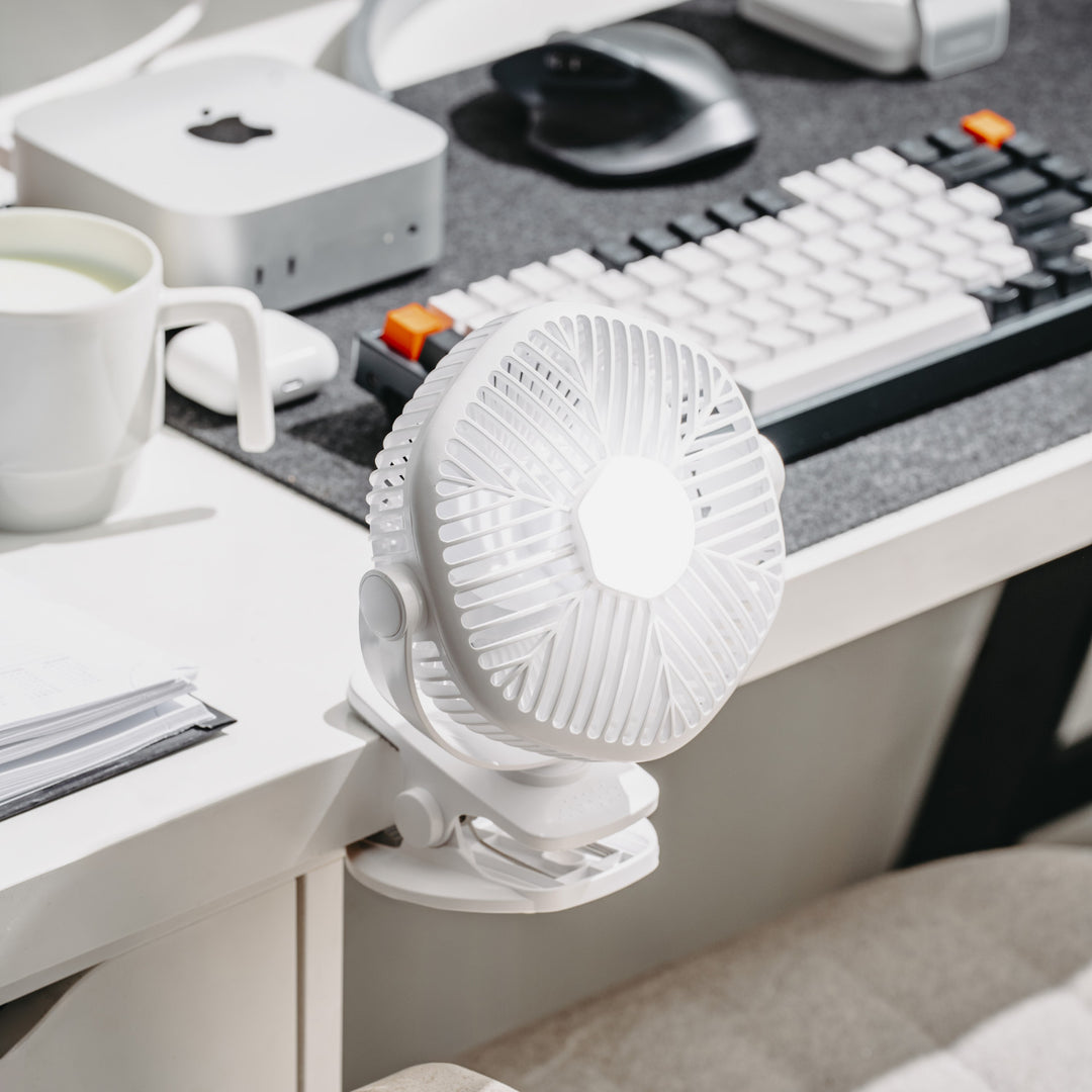 Akumulátorový ventilátor 5"/12,7 cm s klipom – USB / LED, AD 7335, Adler