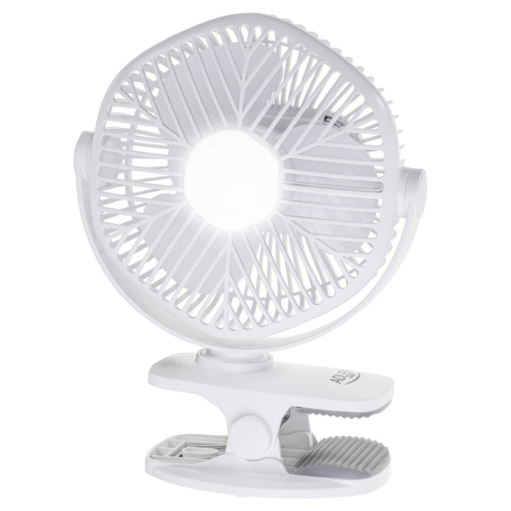 Akumulátorový ventilátor 5"/12,7 cm s klipom – USB / LED, AD 7335, Adler