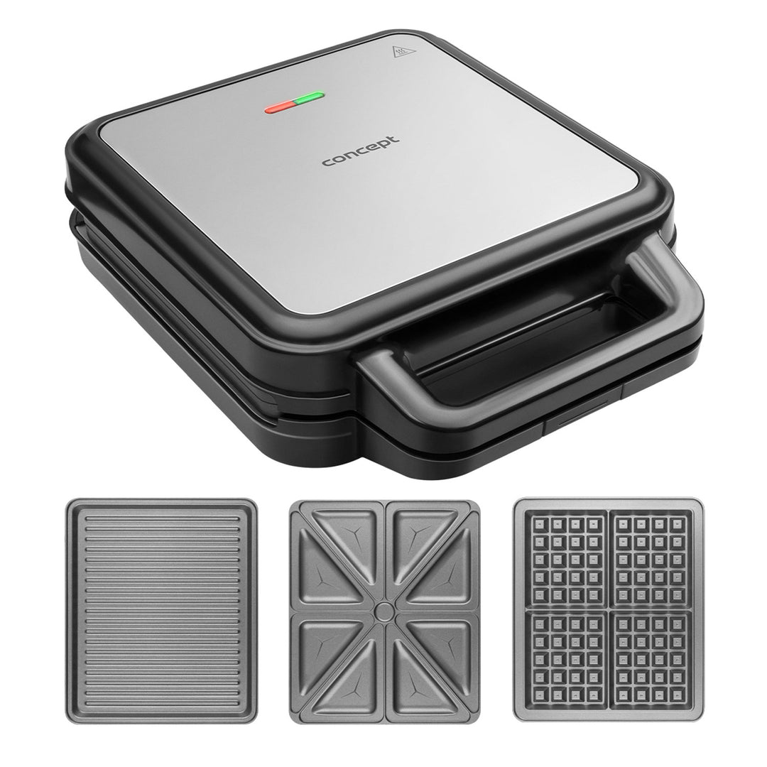 Sendvičovač Concept, tri vymeniteľné platne, výkon 1200 W, nepriľnavý povrch, kontrolka, SV3080