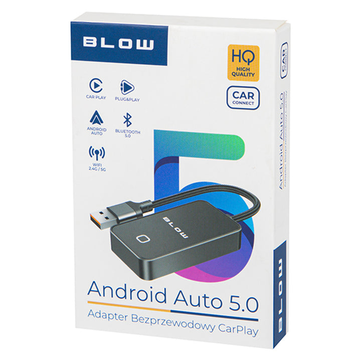 Univerzálny adaptér CarPlay / Android Auto značky Blow, Bluetooth 5.0, príkon 0,75 W, Plug & Play, 78-429