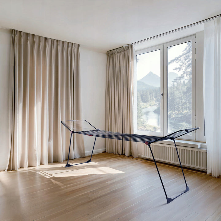 Sušiak na bielizeň Vileda Infinity Flex Ultimate, čierny, sušiaca plocha až 30 m, rozťahovateľný, zvýšený rám, držiaky na bielizeň, vstavané kolieska, 179620