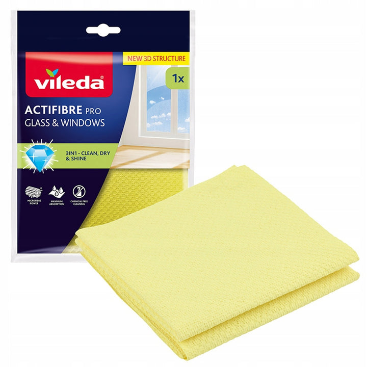 Utierka Vileda Actifibre Pro na sklo a okná, vhodná do práčky, s PVA povlakom, bez šmúh a škvŕn, čistí len vodou, 183298