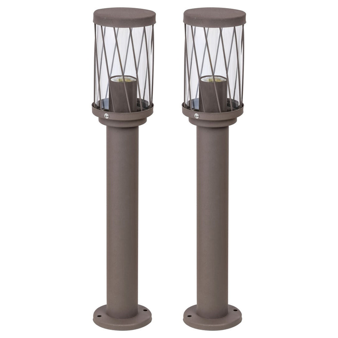 Záhradná stojaca lampa Rabalux Budapest, IP44, hnedá farba, závit E27, max. 40 W, 8889, 2 kusy