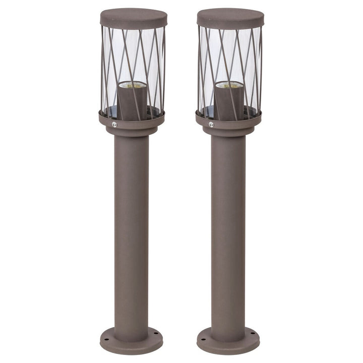 Záhradná stojaca lampa Rabalux Budapest, IP44, hnedá farba, závit E27, max. 40 W, 8889, 2 kusy