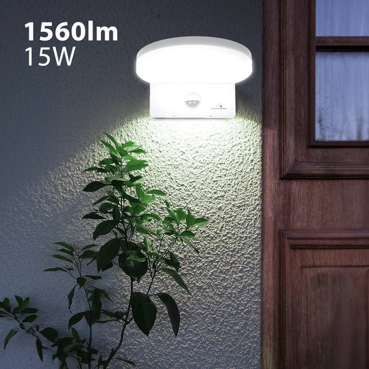 LED svietidlo s pohybovým senzorom Maclean, PIR pohybový senzor, farba biela, 15 W, IP65, 1560 lm, neutrálna biela farba (4000 K) MCE344 W, 2 ks