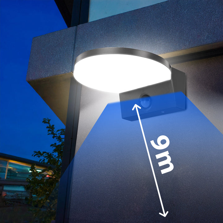 LED svietidlo so senzorom pohybu Maclean, PIR senzor pohybu, čierna farba, 15 W, IP65, 1560 lm, neutrálna biela farba (4000 K) MCE344 B, 2 kusy