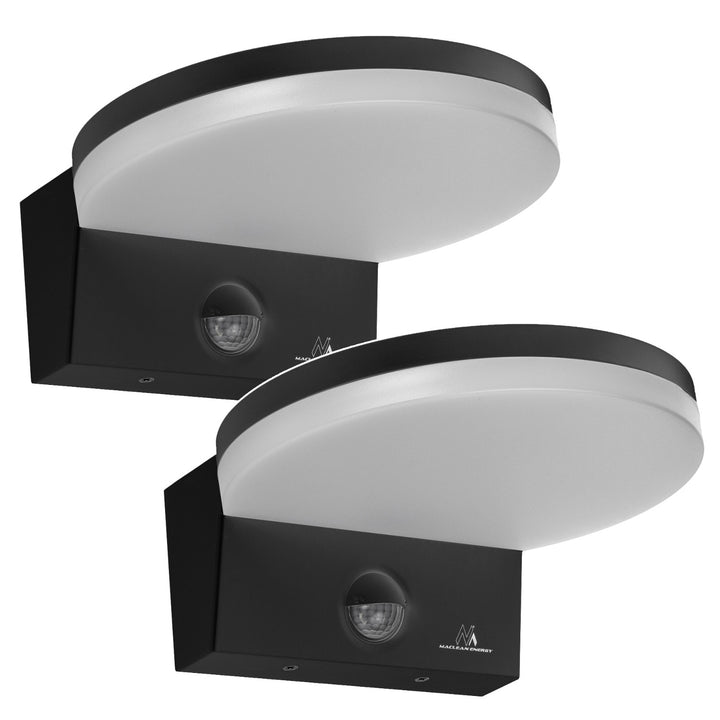 LED svietidlo so senzorom pohybu Maclean, PIR senzor pohybu, čierna farba, 15 W, IP65, 1560 lm, neutrálna biela farba (4000 K) MCE344 B, 2 kusy