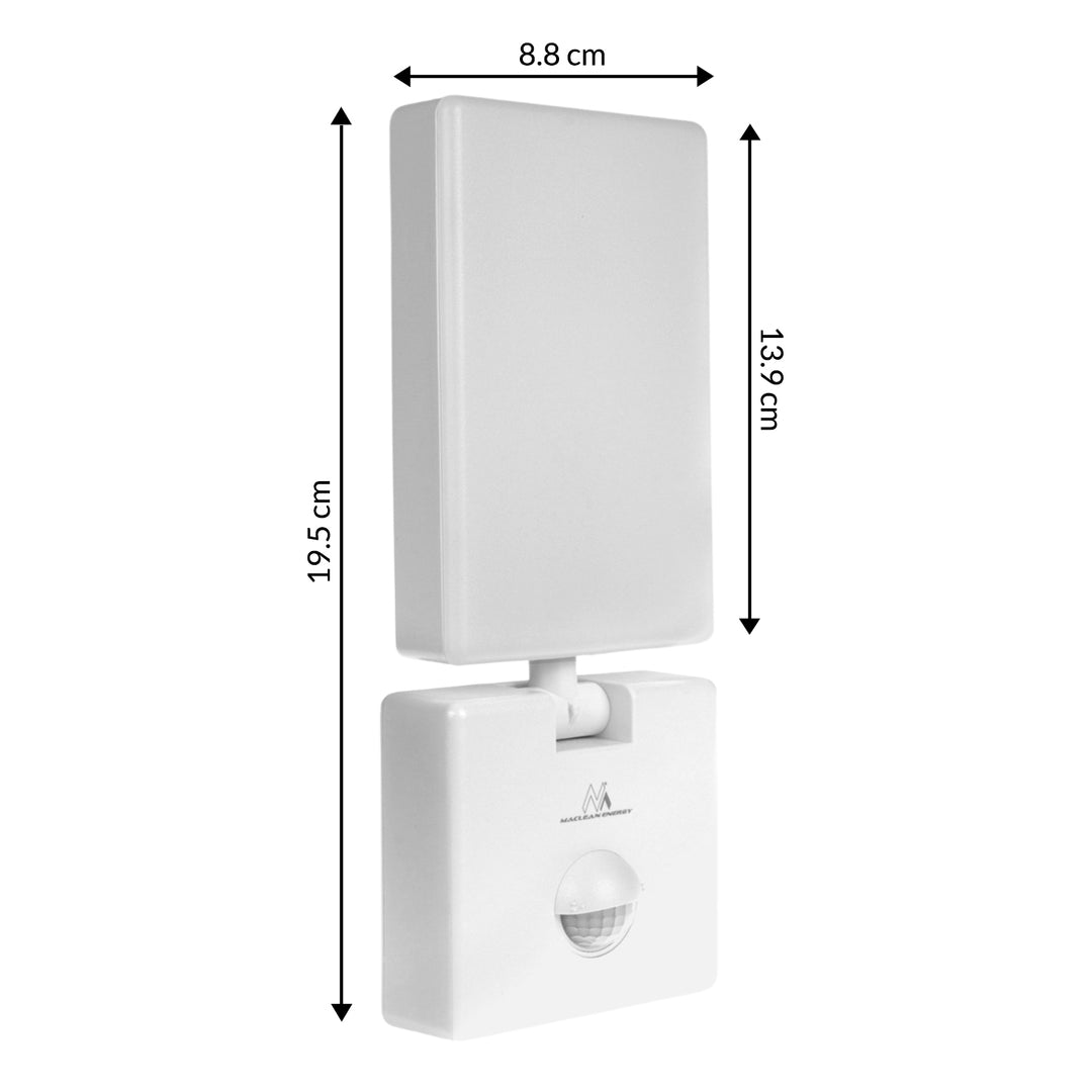 LED svietidlo s pohybovým senzorom Maclean, PIR pohybový senzor, biela farba, 10 W, IP65, 800 lm, neutrálna biela farba (4000 K) MCE516 W, 2 ks