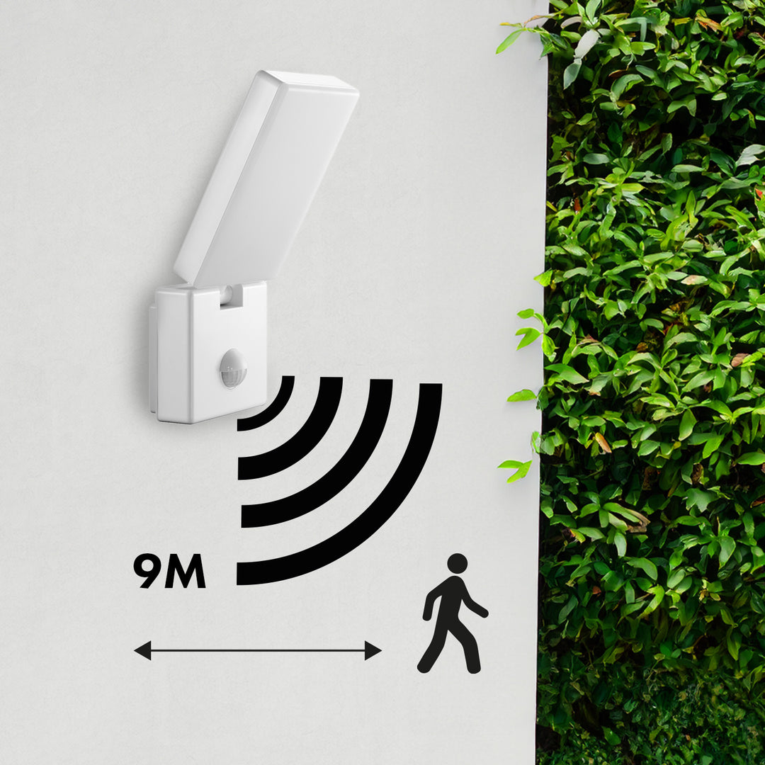 LED svietidlo s pohybovým senzorom Maclean, PIR pohybový senzor, biela farba, 10 W, IP65, 800 lm, neutrálna biela farba (4000 K) MCE516 W, 2 ks