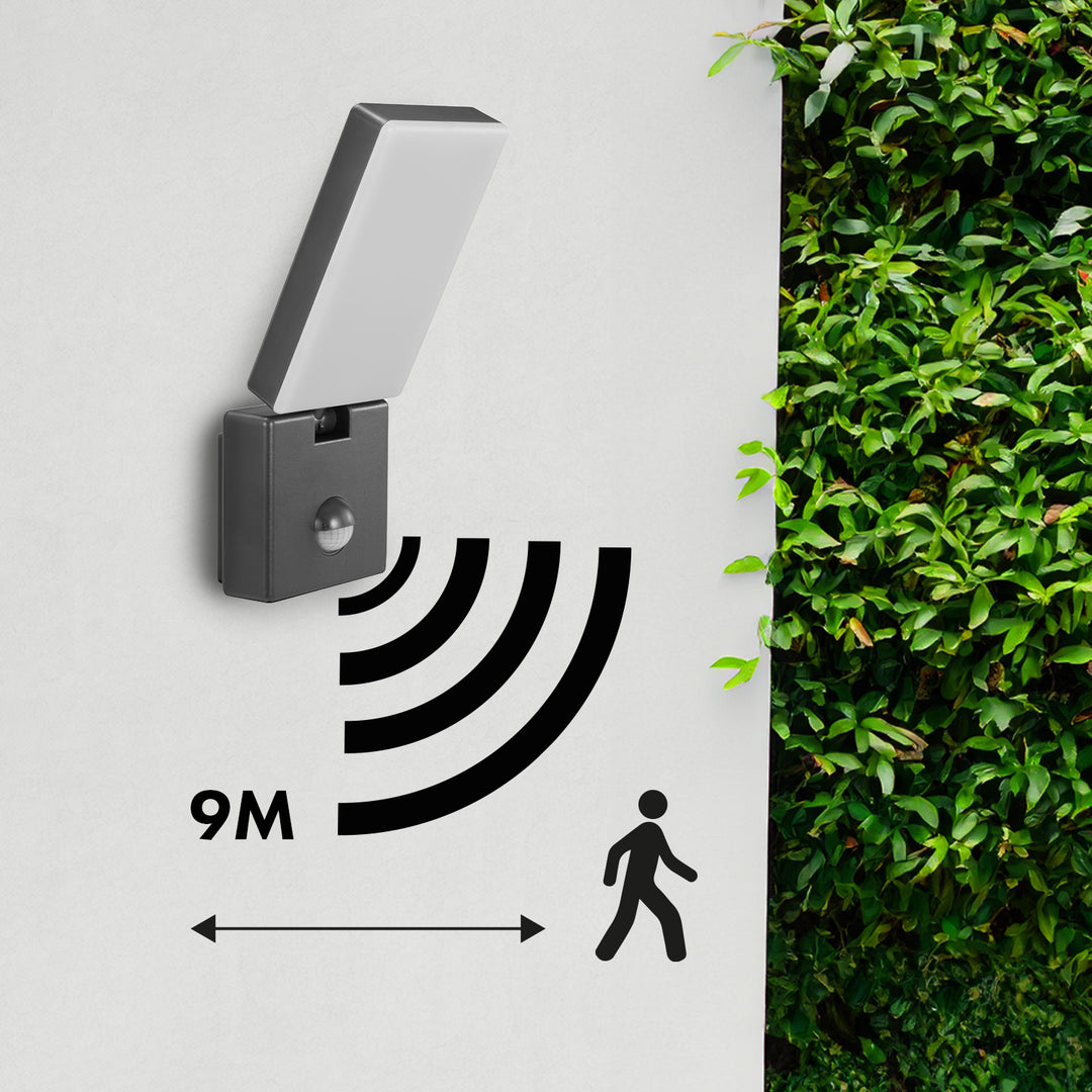LED svietidlo s pohybovým senzorom Maclean, PIR pohybový senzor, farba sivá, 10 W, IP65, 800 lm, neutrálna biela farba (4000 K) MCE516 GR, 2 kusy