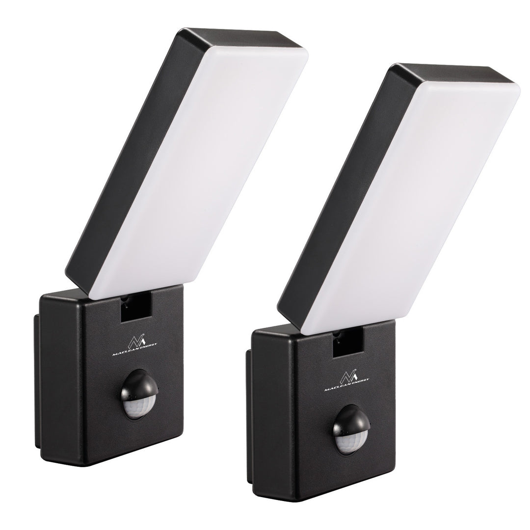 LED svietidlo so senzorom pohybu Maclean, PIR senzor pohybu, čierna farba, 10 W, IP65, 800 lm, neutrálna biela farba (4000 K) MCE516 B, 2 kusy
