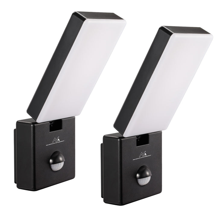 LED svietidlo so senzorom pohybu Maclean, PIR senzor pohybu, čierna farba, 10 W, IP65, 800 lm, neutrálna biela farba (4000 K) MCE516 B, 2 kusy