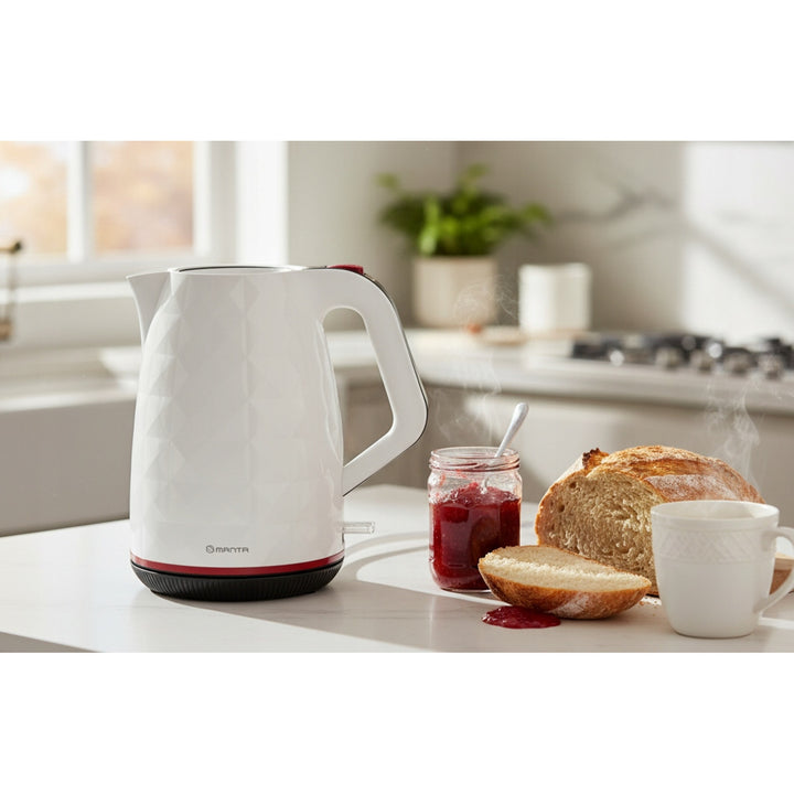 Bezdrôtová rýchlovarná kanvica Manta ORISA 1,7 l, 2200 W, biela