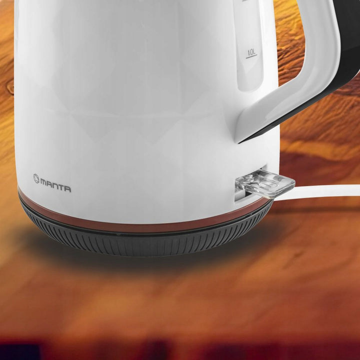 Bezdrôtová rýchlovarná kanvica Manta ORISA 1,7 l, 2200 W, biela
