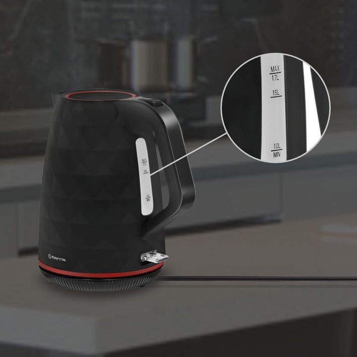 Bezdrôtová rýchlovarná kanvica Manta ORISA 1,7 l, 2200 W, čierna