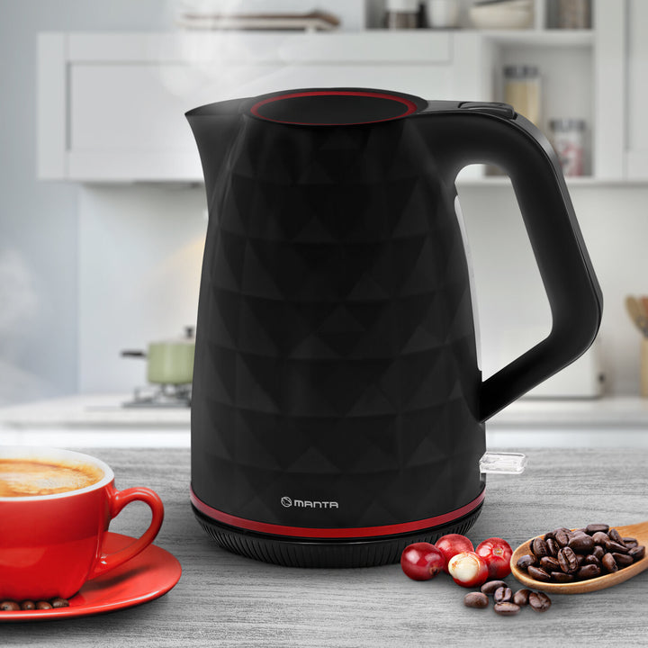 Bezdrôtová rýchlovarná kanvica Manta ORISA 1,7 l, 2200 W, čierna