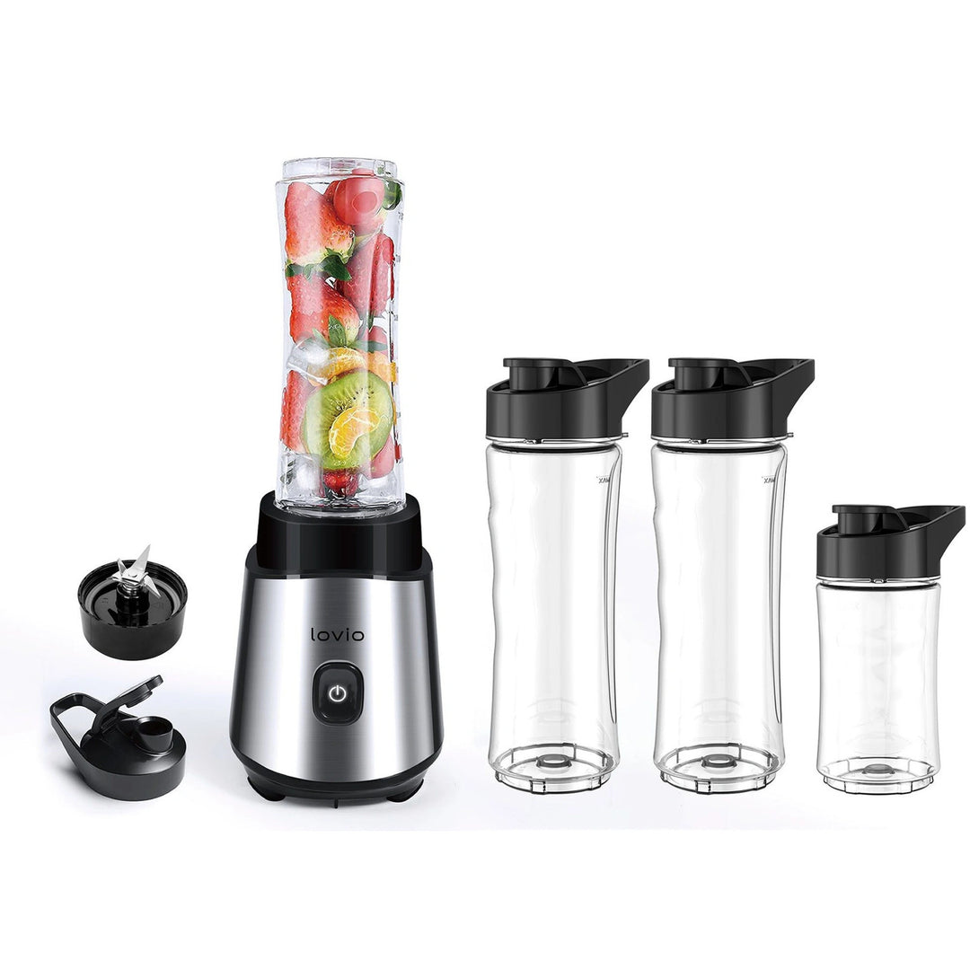 Stacionárny mixér LOVIO LVJBL001, výkon 500 W, sklenená nádoba s objemom 600 ml, 3 fľaše