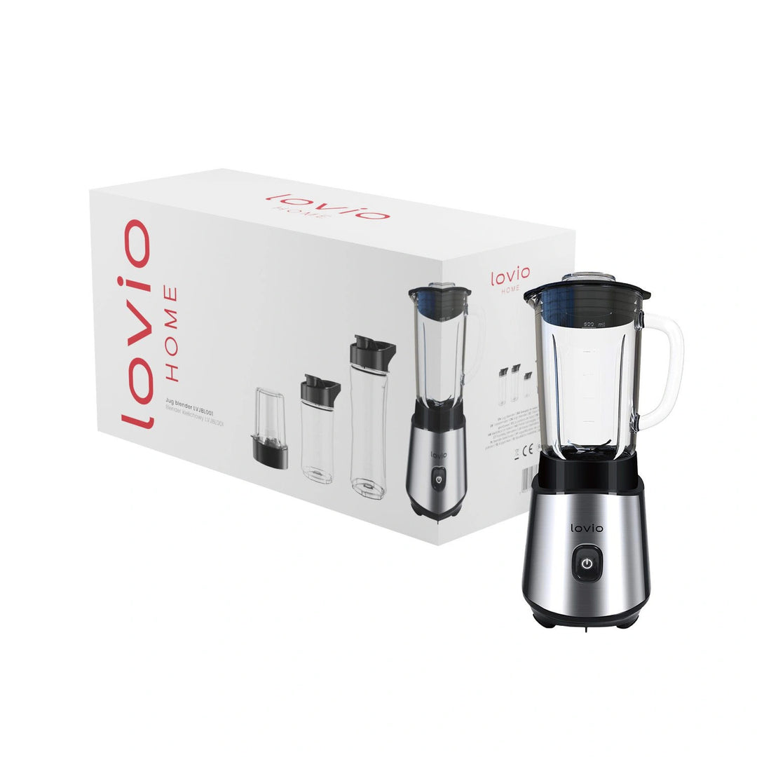 Stacionárny mixér LOVIO LVJBL001, výkon 500 W, sklenená nádoba s objemom 600 ml, 3 fľaše