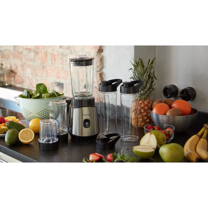 Stacionárny mixér LOVIO LVJBL001, výkon 500 W, sklenená nádoba s objemom 600 ml, 3 fľaše