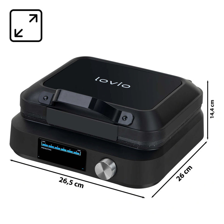 Vaflovač LOVIO PerfectCrisp, 2 veľké vafle, 1500 W, 6 stupňov prepečenia, LVWF002BK
