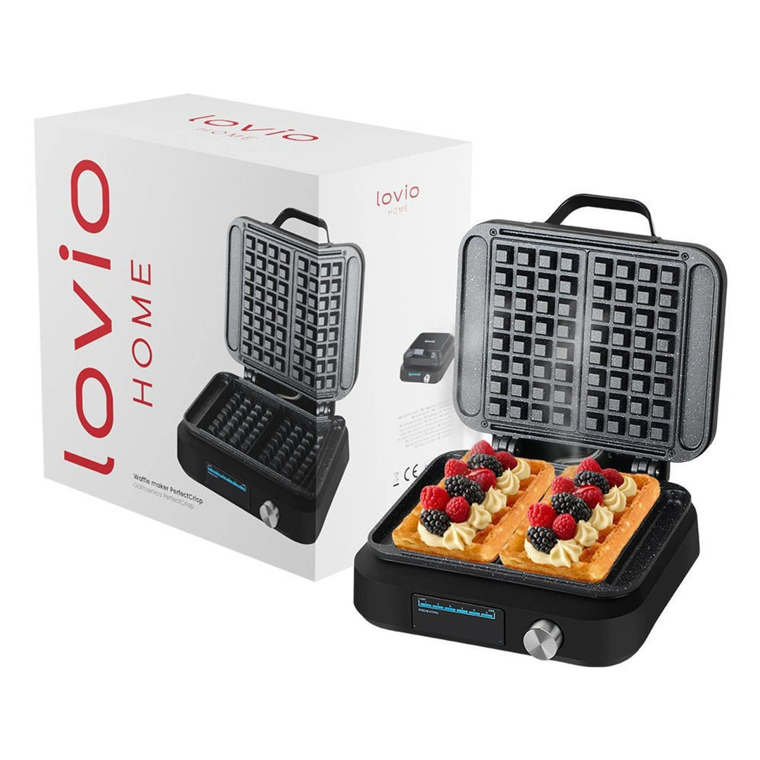 Vaflovač LOVIO PerfectCrisp, 2 veľké vafle, 1500 W, 6 stupňov prepečenia, LVWF002BK